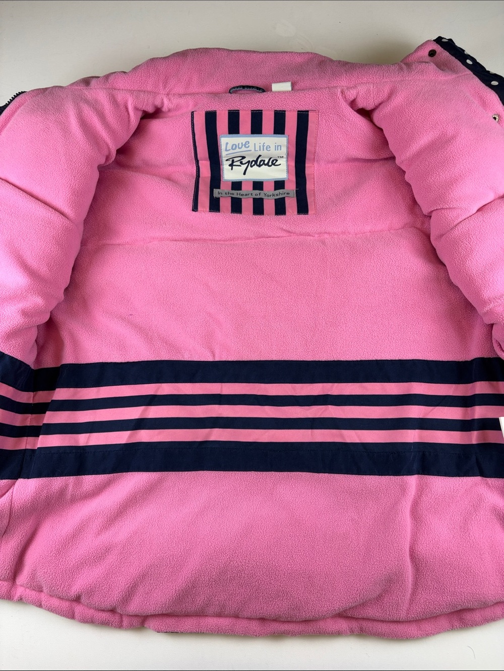 RYDALE WOMENS XL NAVY POLKA DOT PINK FLEECE QUILTED VEST GILET - Picture 3 of 6